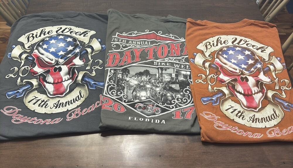Lot 3 Daytona Bike Week T Shirt 3XL Graphics Skull USA & Unique Main St Scene